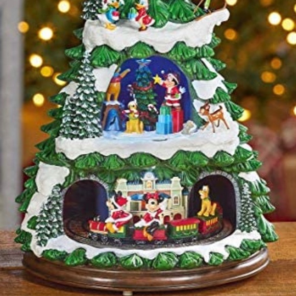Disney Christmas tree table top ceramic plays Christmas songs - Picture 1 of 6